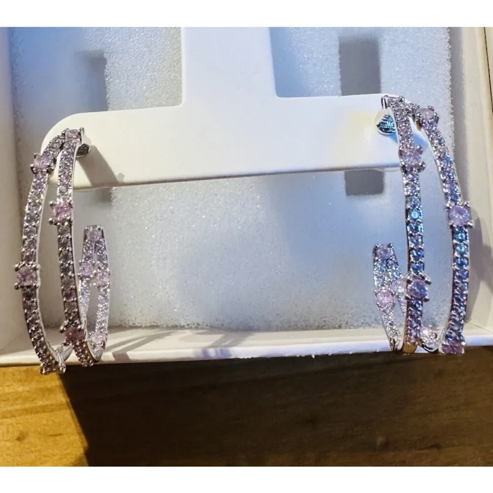 Bomb Party Simply Hoops RBP7122 Angelic Hoop Iris Ice Crystal Rhodium